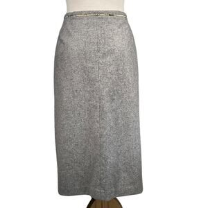 Classic Work Amanda Smith Wool Blend Pencil Skirt Size14 Gray Midi Side Zip Slit